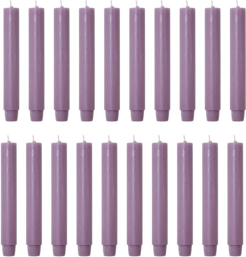 Rustik Lys chique mooie dinerkaarsen pak van 20 stuks 2.6 x 18 cm in de kleur Antiek Paars