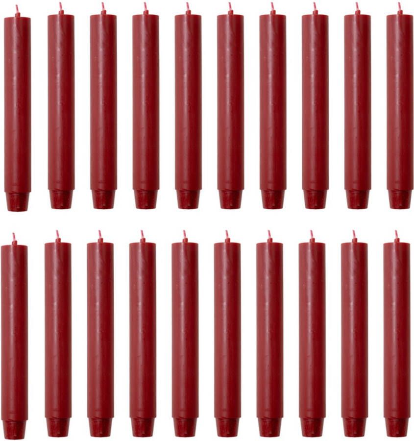 Rustik Lys chique mooie dinerkaarsen pak van 20 stuks 2.6 x 18 cm in de kleur Antiek Rood
