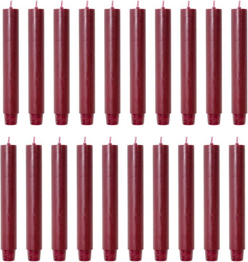 Rustik Lys chique mooie dinerkaarsen pak van 20 stuks 2.6 x 18 cm in de kleur Bordeaux