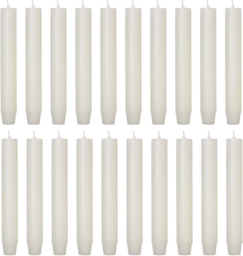 Rustik Lys chique mooie dinerkaarsen pak van 20 stuks 2.6 x 18 cm in de kleur Ivoor