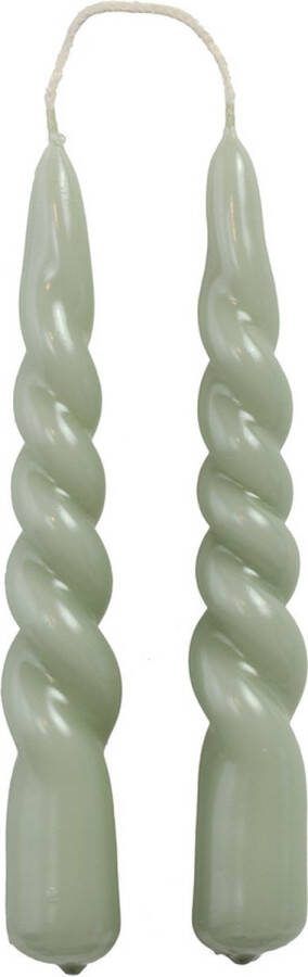 Rustik Lys dinerkaars mini swirl 2 stuks dusty green