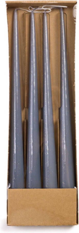 Rustik Lys elegante taper dinerkaarsen staalblauw met glitters set van 4 2.8 x 25 cm