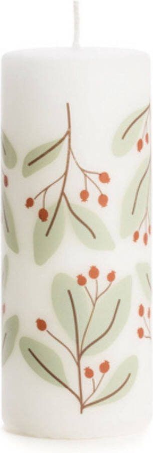 Rustik Lys Luxe Kaars Kerst Stompkaars Groen Kersttakken 6 x 15 cm By Kimmi 54 Branduren