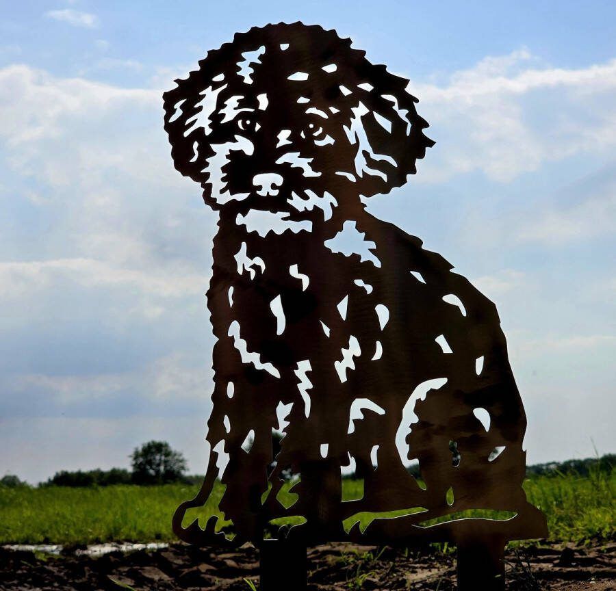 Rusty friends poedel toy poedel tuinbeeld cortenstaal 45 x 32