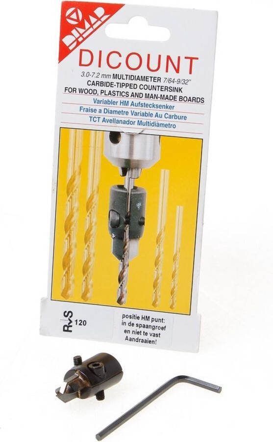 RvS Tools Multidiameter verzinkboor Hm 3mm-7 2mm B120