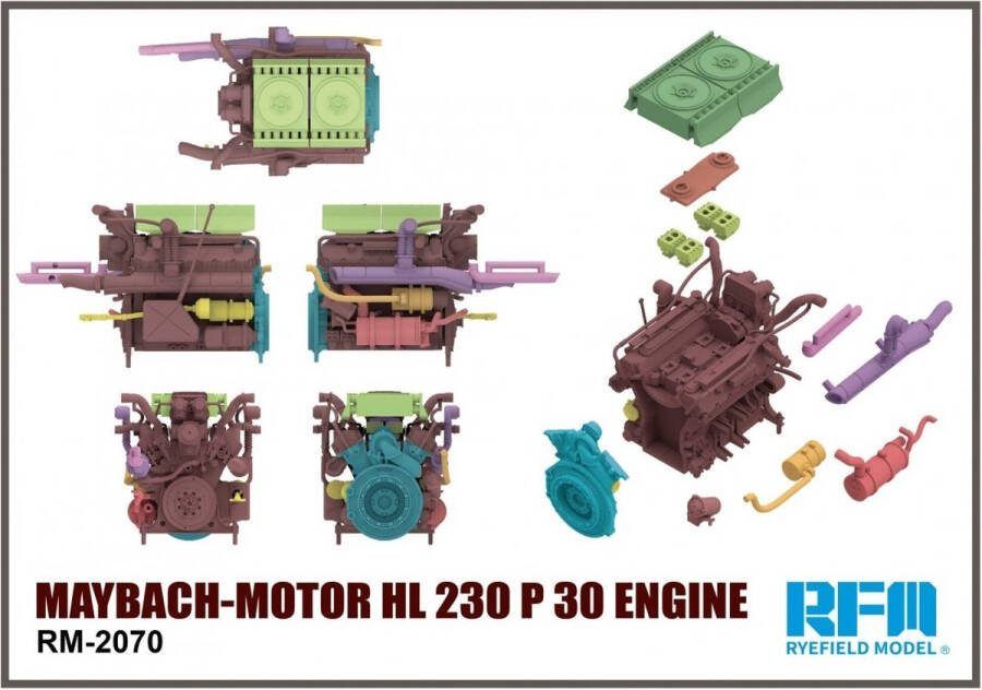 Rye Field Model 1:35 2070 MAYBACH-Motor HL 230 P 30 Engine Plastic Modelbouwpakket
