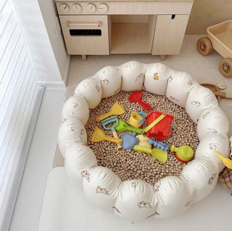 S&E Opblaasbaar Zwembad voor Kinderen met Oceaanballen Kinderzwembad Babyzwembad Rond Zwembad Opvouwbaar Opblaasbare Badkuip Multifunctioneel waterspeelzwembad 90cm