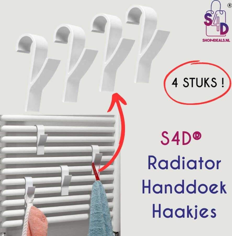 S4D Handdoekhaakjes Radiator Ophanghaken Wit Kledinghangers Badkamerhaak Radiatorhaken Set Van 4 STUKS !