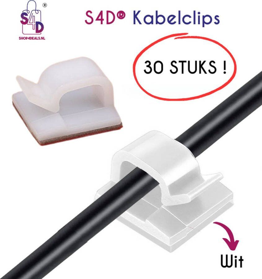 S4D Kabelclips Kabelklemmen Zelfklevend Kabelbinder 30 Stuks ! Wit