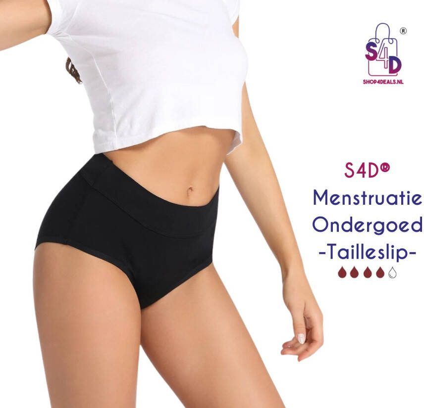 S4D Menstruatie Ondergoed Period Underwear Menstruatie Slip Wasbaar Maandverband 4 Laags Bescherming Superieure Absorptievermogen Hoge Taille Slip Maat M