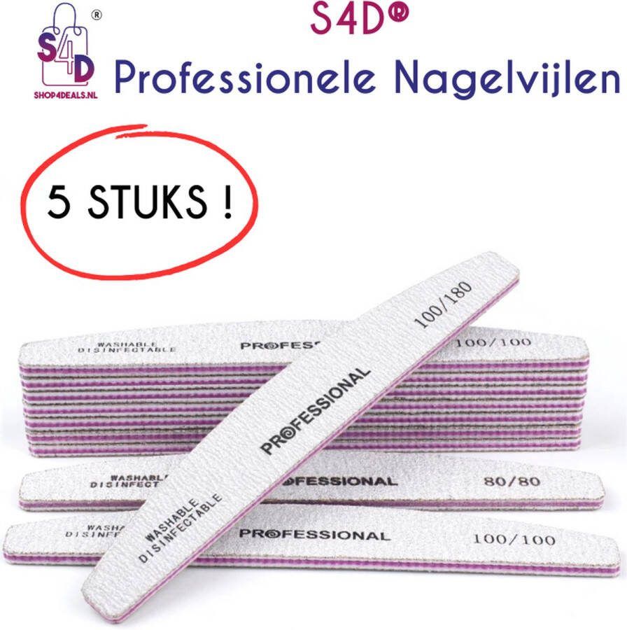 S4D Nagelvijlen 100 180 Nagelvijlen set Professionele Nagelvijlen 5 STUKS !