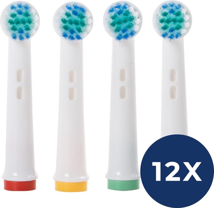 Saaf Opzetborstels geschikt voor Oral B 12 stuks Elektrische Tandenborstel Incl Kleurringetjes