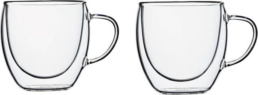 Sabatier Dubbelwandige Thermo Glazen met Oor 2 Stuks 200ml Koffieglazen Theeglazen Cappuccino Glazen