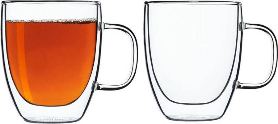 Sabatier Dubbelwandige Thermo Glazen met Oor 2 Stuks 300ml Koffieglazen Theeglazen Cappuccino Glazen
