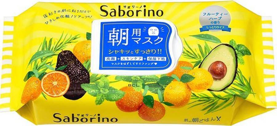 Saborino Morning Face Mask Fruity Herbal (32 stuks) Gezichtsmasker