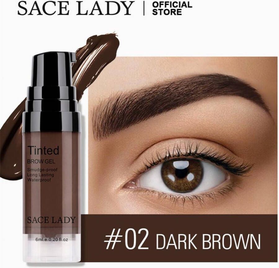 Sace Lady Tattoo Brow Peel-Off Gel Brow Gel Wenkbrauw Gel Mascara – Dark Brown #02 – Assortiment Het Gemak