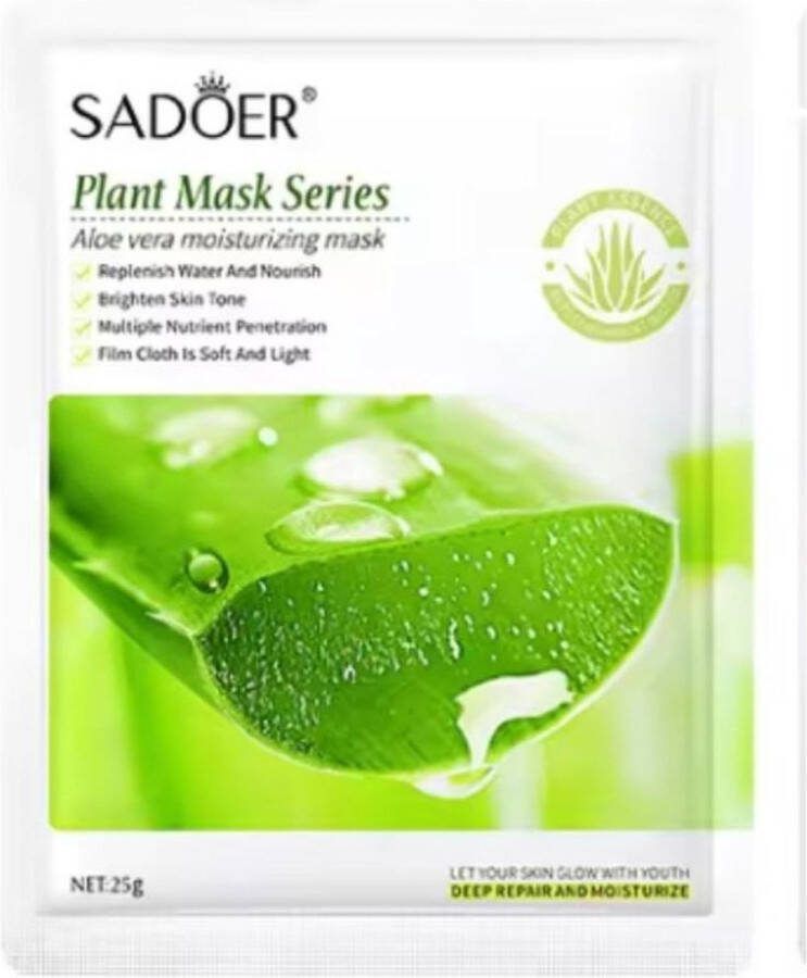 Sadoer Aloë Vera Hydraterend gezichtsmasker set 20 stuks