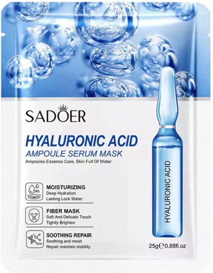 Sadoer Gezichtsmasker met Hyaluronzuur diepe hydratatie set 20 stuks