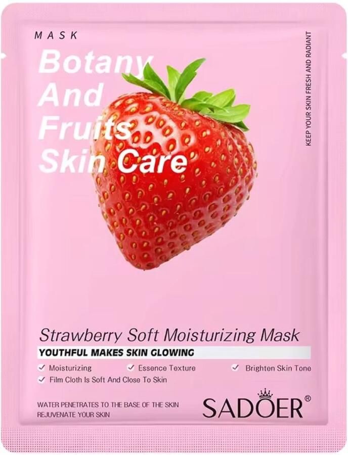 Sadoer Gezichtsmasker met Aardbei anti-aging effect set 20 stuks