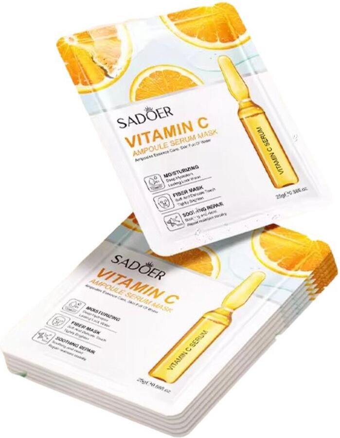 Sadoer Gezichtsmasker met Vitamine C serum voor rustgevende reparatie set 20 stuks