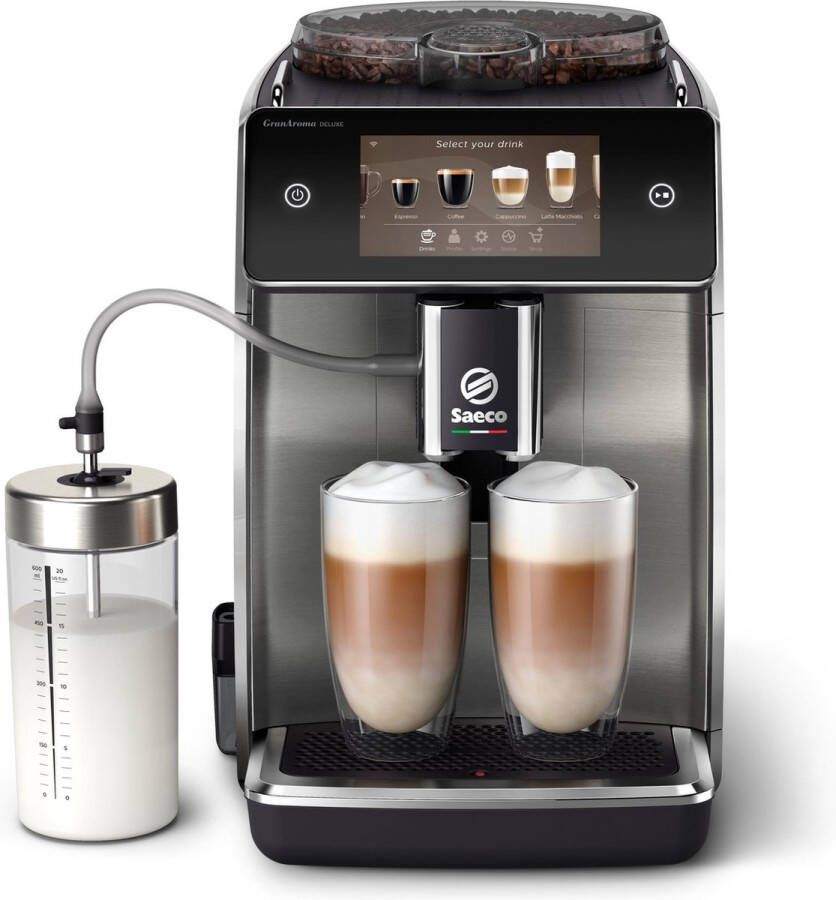 Saeco Philips GranAroma Deluxe SM6685 00 Espressomachine 18 Soorten Warme Drankjes Zilver RVS + AquaClean Filter