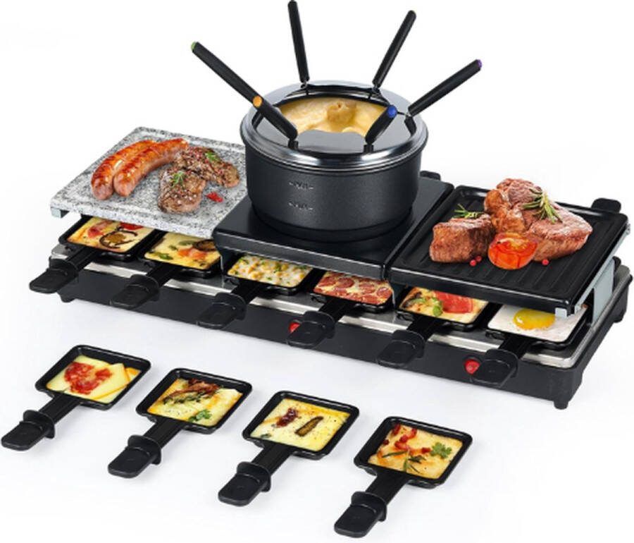 Saenchue Gourmetstel 3 In 1 Gourmetset Gourmetstel 12 personen Raclette Grilplaat Raclette Gourmet Set Raclette Grill Raclette Kaas Raclette Toestel Fondueset Elektrisch