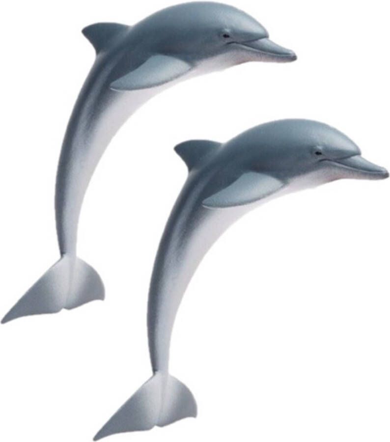 Safari LTD 2x stuks plastic speelgoed dieren figuur dolfijn 11 cm Zeedieren Vissen