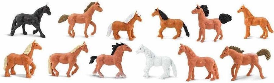 Shoppartners Safari Speelfigurenset Horses Junior Bruin zwart wit 12-delig