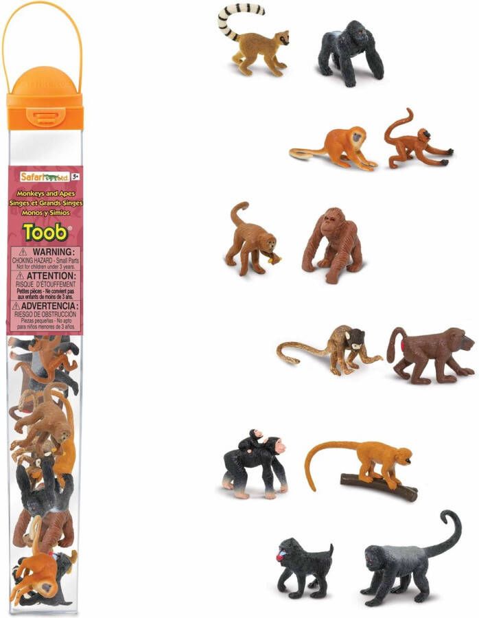 Safari Speelset Monkeys & Apes Toob Junior Bruin Zwart 12-delig