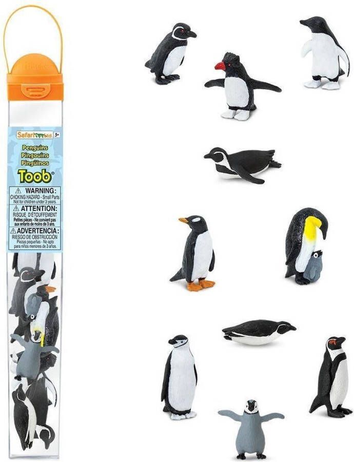 Safari Speelset Penguins Toob Junior Zwart wit 10-delig