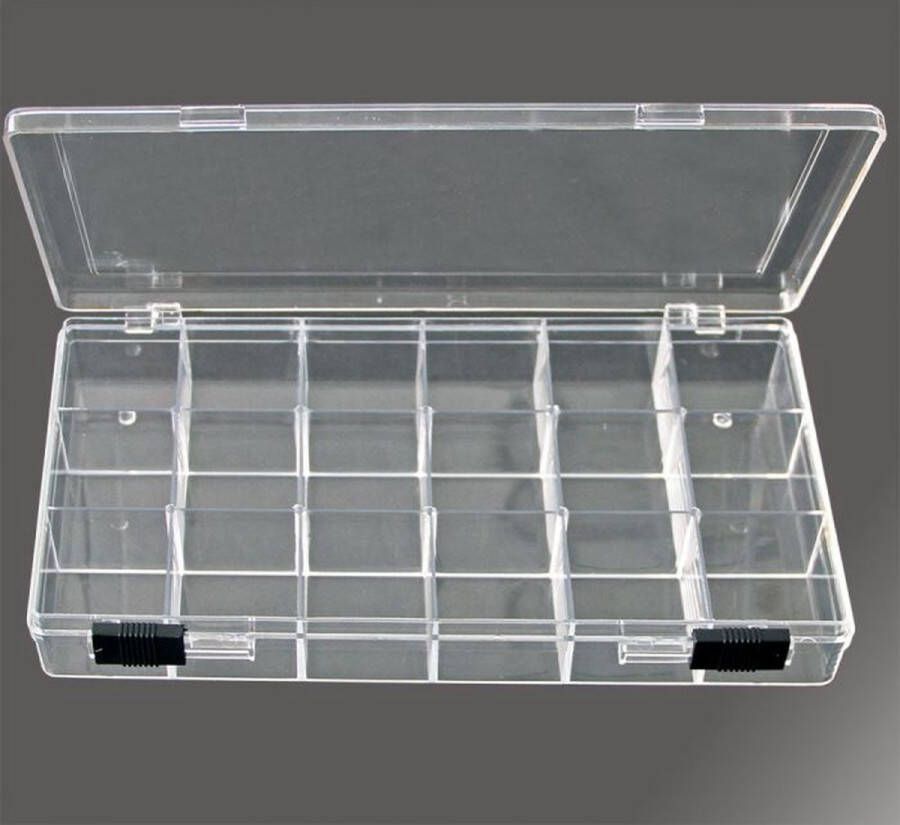 Safe Acrylglas opbergbox met 18 vakken vitrine 20 5 x 11 x 3 cm