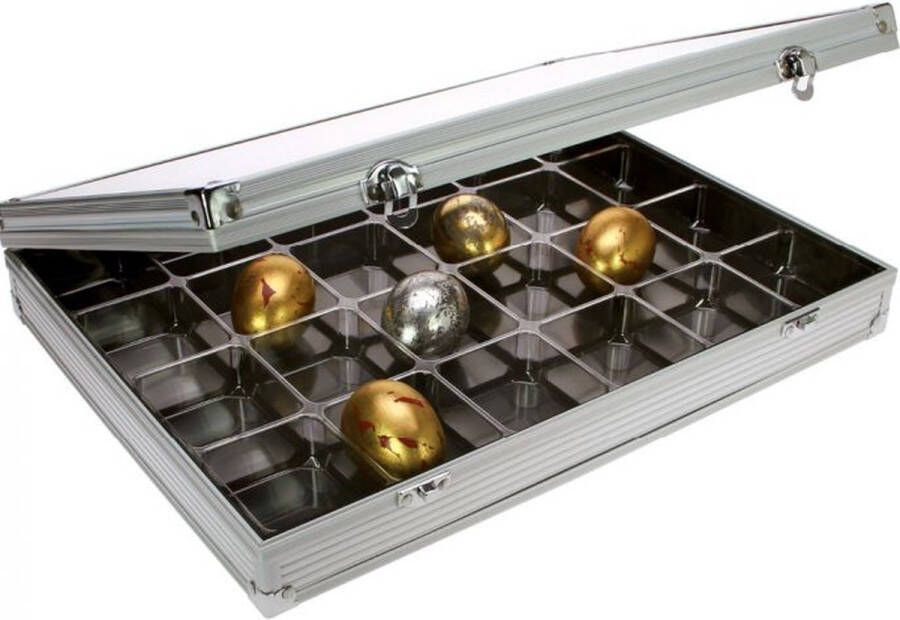 Safe Aluminium vitrine cassette met 24 vakken 39 5 x 30 x 4 5 cm