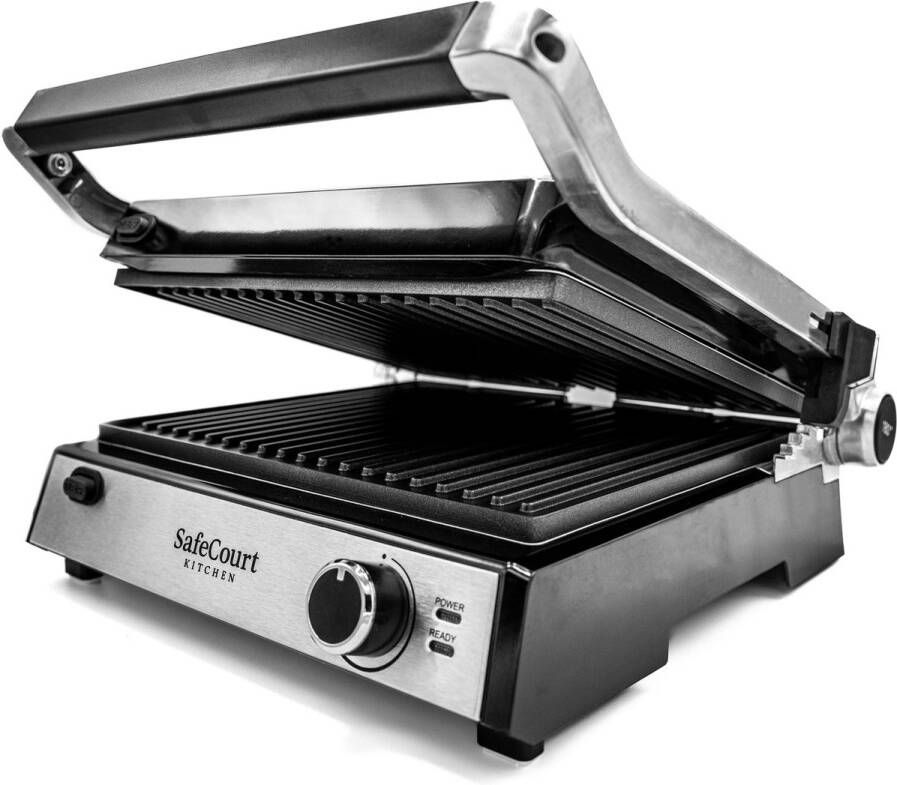 Safecourt Kitchen Tosti apparaat Grill apparaat Uitneembare platen ContactGrill 3-in-1 -180 °C grill