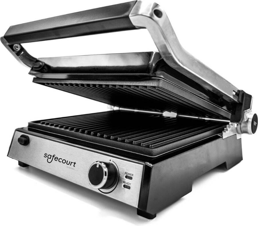 Safecourt Kitchen Tosti apparaat Grill apparaat Uitneembare platen ContactGrill 3-in-1 -180 °C grill