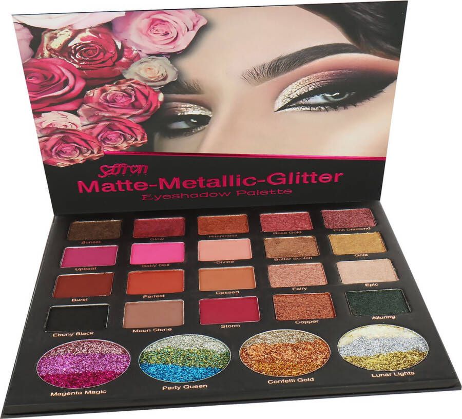 Saffron Matte -Metallic-Glitter Oogschaduw Palette