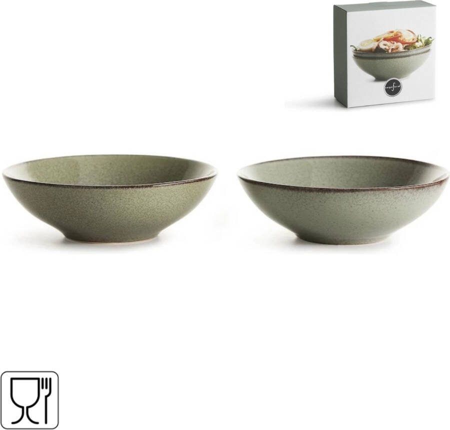 Sagaform diepe borden Nature groen 18 cm set van 2