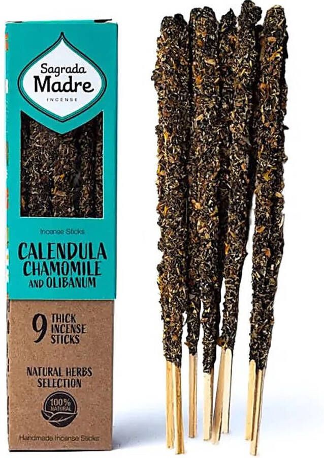 Sagrada Madre Wierook met kruiden en bloemen (calendula kamille en olibanum) 9 sticks