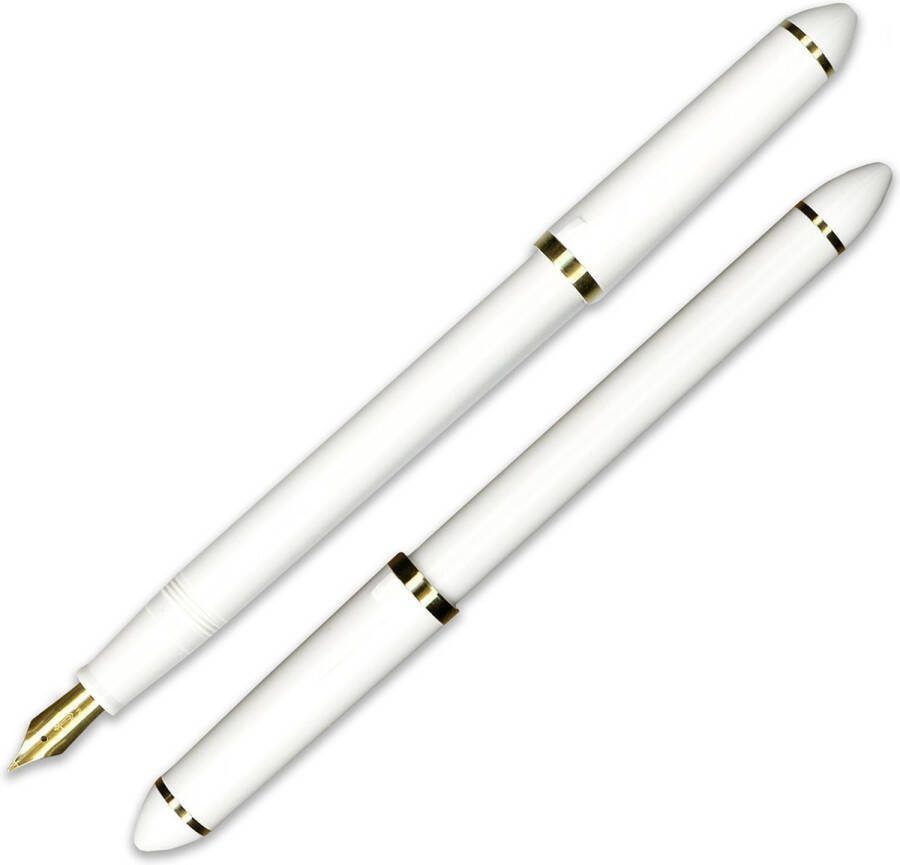 Sailor Fude-De-Mannen Script Kalligrafie Pen Witte Body Nib Angle 40 °C Degrees + een Converter met een Witte Draaiknop