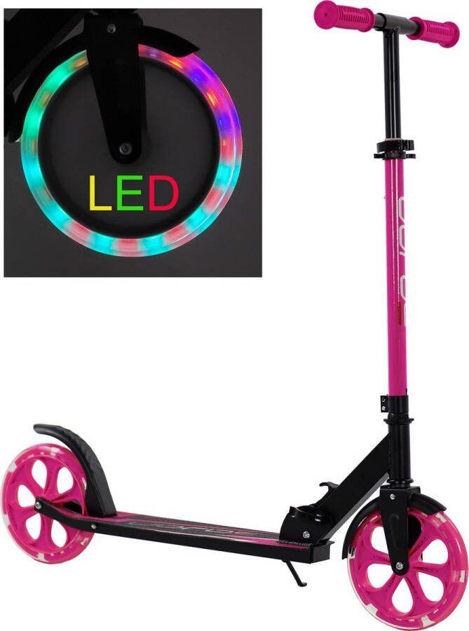 Sajan Step met LED wielen Kinderstep Grote Wielen 20cm Step Roze-Zwart Autoped Scooter