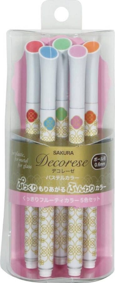 Sakura Decorese Fruitkleuren 5 stuks Verf pennen Alle oppervlakken School
