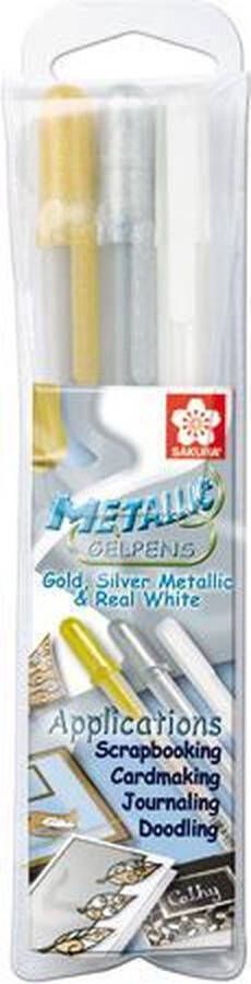 Sakura Gelly Roll Metallic gelpennen set 3 kleuren (goud-zilver-wit)