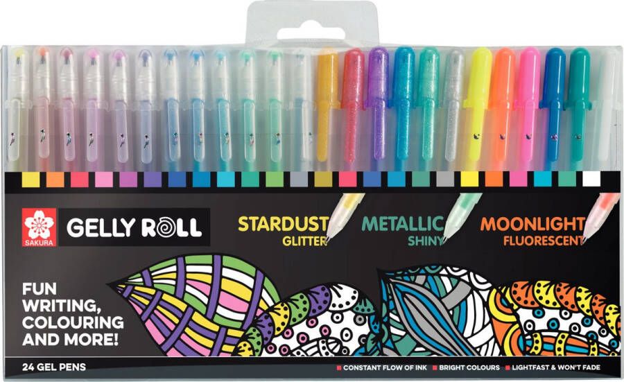 Sakura roller Gelly Roll Mix etui met 24 stuks in geassorteerde kleuren