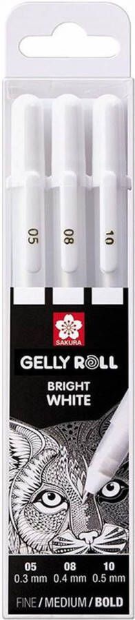 Sakura Gelly roll pennen Fijn Medium Bold Wit 3stuks