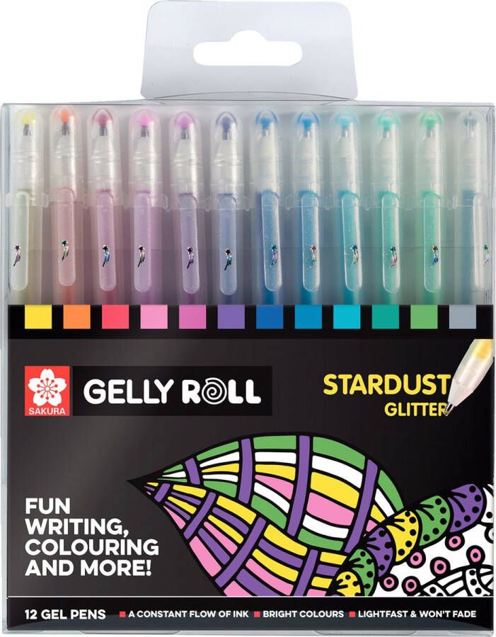 Sakura roller Gelly Roll Stardust etui met 12 stuks in geassorteerde kleuren