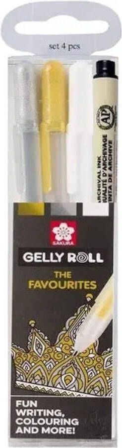 Sakura Gelpen gelly roll 3 kleuren goud-zilver-wit 6 stuks