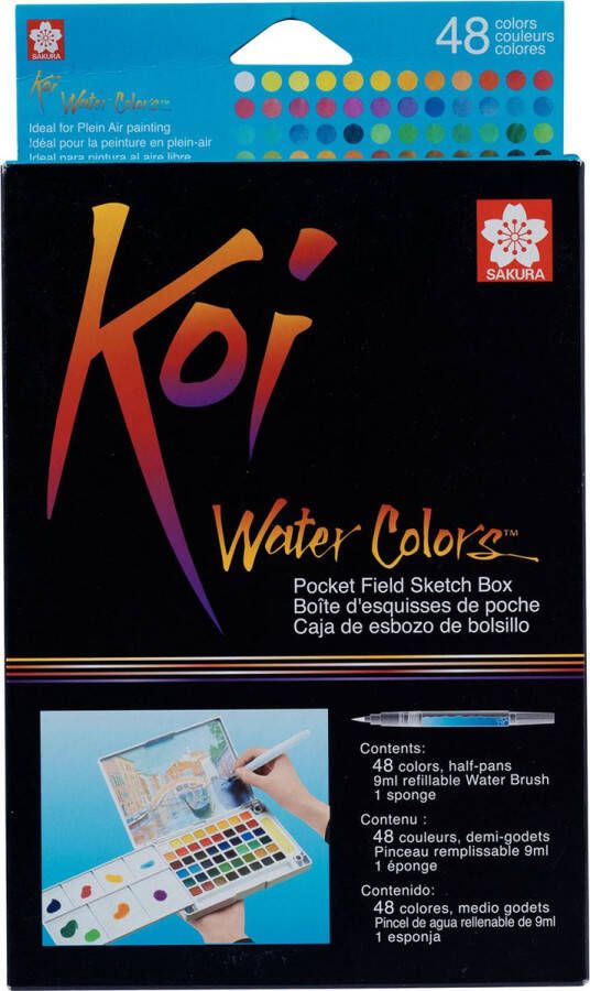 Sakura Ko Koi Water Colors pocketbox 48 aquarel napjes met Koi Water Brush
