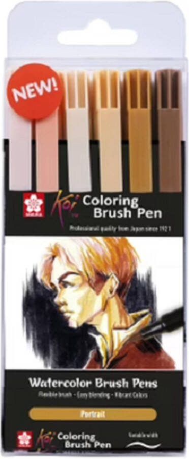 Sakura Koi coloring brush pen set Portait 6 stuks