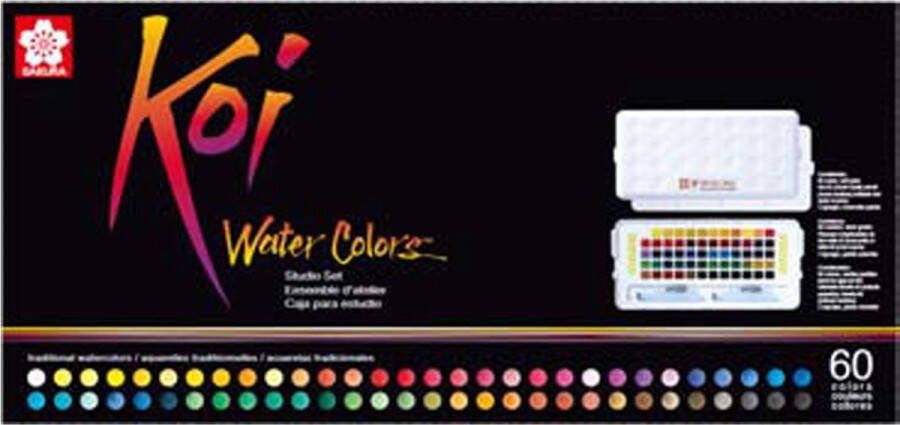 Sakura Koi Water Colors pocketbox 60 aquarel napjes met 2x Koi Water Brush