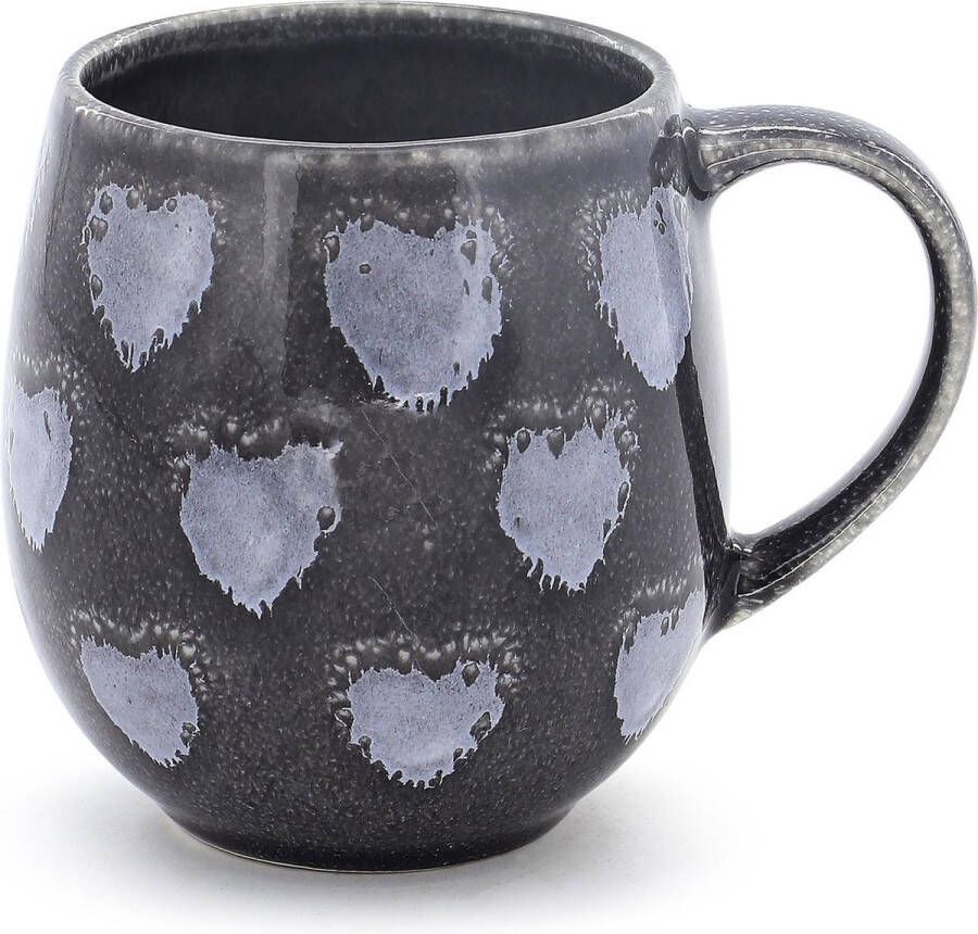 Salt&pepper Mok beker 35cl rond Valentijnsdag voor mannen veelkleurig met harten handgeschilderd