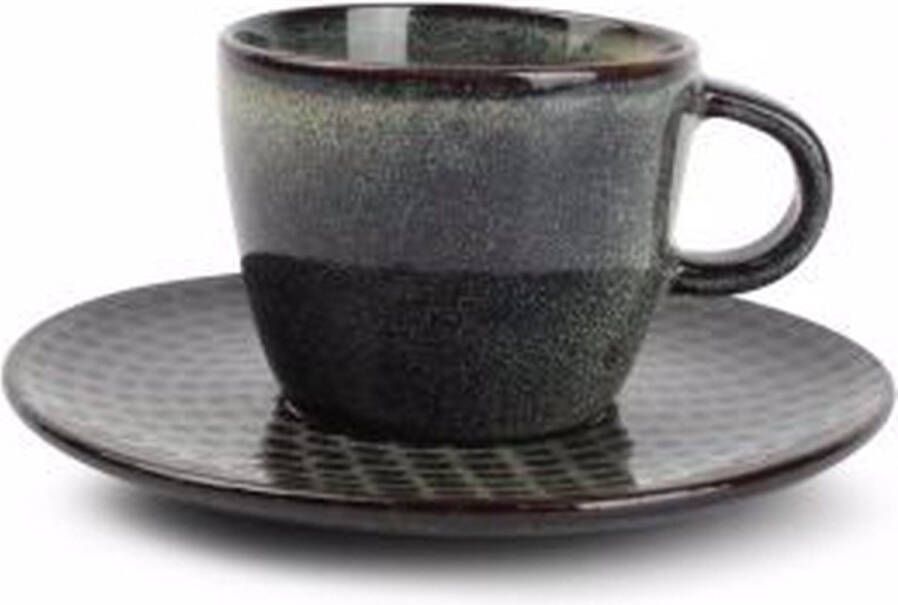 Salt&pepper Mokkakop 9cl en schotel groen blauw Stitch set 4